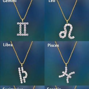Zodiac Sign Pendant Iced Out Rhinestone Necklaces